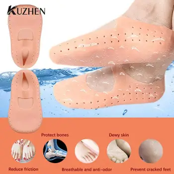 1 Пара силиконовых носков для ухода за ногами, Нескользящие носки с увлажняющим гелем против растрескивания, защита для удаления омертвевшей кожи, инструменты для педикюра