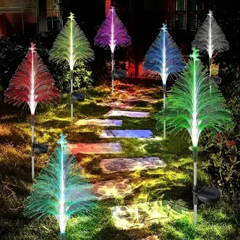 1 шт. светодиодные солнечные огни для рождественской елки, 7 Изменяющих цвет Водонепроницаемых солнечных фонарей, солнечные волоконно-оптические садовые фонари для дворового Рождества