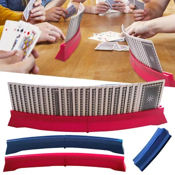1 шт. Синий и красный держатель для покера, Масштабируемая пластиковая игральная карта, Держатель в форме веера, стойка для покера без рук для детских вечеринок