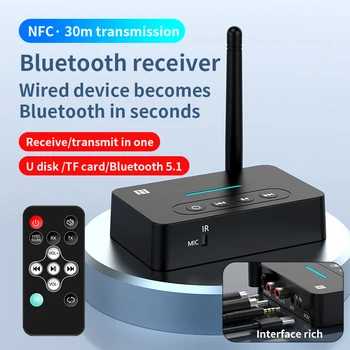 2 В 1 Беспроводной Передатчик Bluetooth 5.1 Приемник RCA 3.5 мм AUX Стерео Беспроводной Адаптер NFC Bluetooth Приемник Пульт Дистанционного Управления