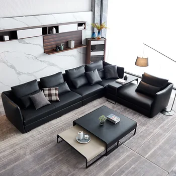 2023 Новая Стильная Современная мебель из Скандинавской кожи, Итальянские Минималистичные Комплекты угловых диванов для маленькой гостиной