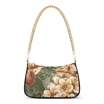 2023 Новая сумка через плечо, модный тренд, женский Экзотический цветочный принт, женская сумка на металлической цепочке, повседневная модная сумка для телефона