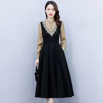 2023 Новый Стиль, модное элегантное ЖЕНСКОЕ шифоновое платье с ласточкиным хвостом, тонкое французское платье высокого класса