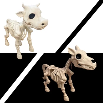 2023 Хэллоуин Скелет Коровы-лошади, Хитрый Скелет Черепа Коровы из смолы с Кладбища, Жуткий Декор скелета из костей Коровы ужасов на Хэллоуин
