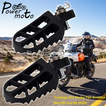 2шт Черные Стальные Мотоциклетные Подножки MX Racing Style Сверхмощная Педаль для ног Harley Pan America 1250 
S PANAMERICA RA1250