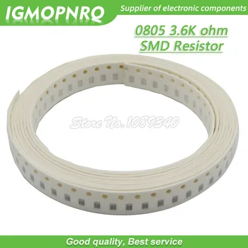 300шт 0805 SMD Резистор 3,6 К Ом Чип-резистор 1/8 Вт 3,6 К 3K6 Ом 0805-3.6 К