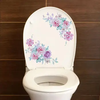 3D Цветы Пиона, наклейки на стену, Наклейка на туалетный табурет, Холодильник, шкаф, Украшение ванной комнаты, Виниловые наклейки на стены/клей