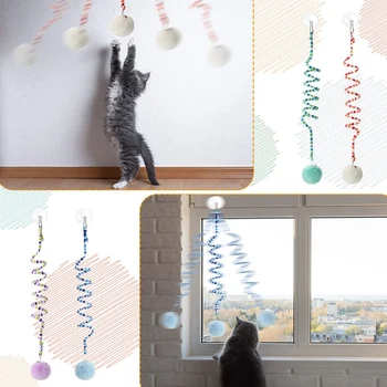 4 шт Градиентные кошки, пружинящие игрушки, Подвесные игрушки для кошек, Подвесная дверь, Интерактивные игрушки для кошек, игрушки для кошек с мячом, высокое качество
