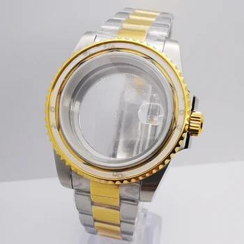 40 мм серебристый золотой корпус часов ремешок сапфировое стекло подходит для NH35 NH36 ETA2824 2836 DG2813 3804 Механизм Miyota 8215 PT5000
