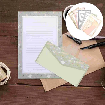 5 Комплектов фирменных бланков с цветочным рисунком, Стильный набор бумаги и конвертов, приглашение на свадьбу, японские стационарные студенты с
