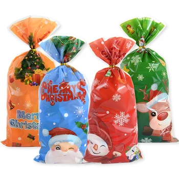 50 шт. Подарочные пакеты с Рождеством, Упаковка для конфет, печенья, Пакет для выпечки с Санта-Снеговиком Для детской Новогодней вечеринки
