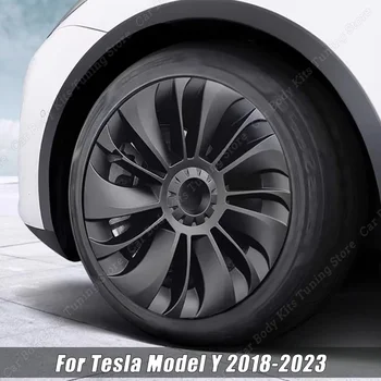 ABS Крышка ступицы автомобиля, 19-дюймовое Полное покрытие обода, Сменная крышка колеса, Автомобильные Аксессуары для Tesla Model Y 2018-2023 ABS