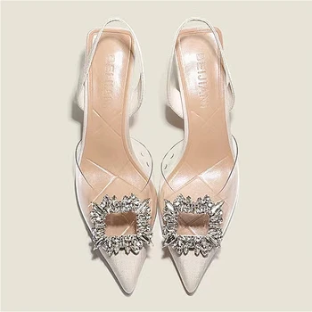 BCEBYL/Весенне-осенняя мода, новые пикантные банкетные удобные прозрачные однотонные женские туфли на высоком каблуке с острым носком