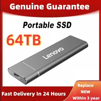 Lenovo SSD USB 3.1 Высокоскоростной Твердотельный Накопитель 64 ТБ 32 ТБ 16 ТБ 8 ТБ 4 ТБ 2 ТБ 1 ТБ Портативный Внешний Жесткий Диск Type-C Для ноутбуков