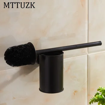 MTTUZK настенный матовый черный держатель для туалетной щетки для ванной комнаты, хромированная / золотистая щетка для унитаза, черная щетка для унитаза из нержавеющей стали 304