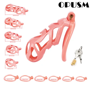 OUPSM-Клетка для члена Spooky Elegance с двойными кольцами, приспособление для воздержания от секса для любителей БДСМ, с 3D-принтом, Pink Ghost