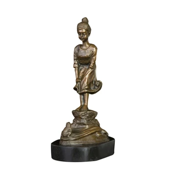 PY-624 Литье из бронзы, Статуя красивой танцующей девушки, Скульптура, Бронзовые фигурки, Украшение для девушки, Медная статуя