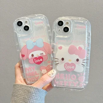 Sanrio Hello Kitty my melody Прозрачный Чехол Для Телефона iPhone 15 14 13 12 11 Pro Max Xr Xs 7 8 14 Plus Милый Мультяшный Чехол