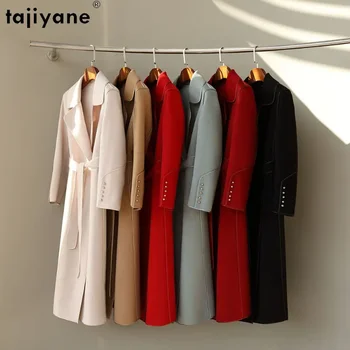 Tajiyane, 100% Шерстяные Пальто для Женщин, Элегантное Длинное Пальто, Женская Двусторонняя Шерстяная Куртка, Женские Зимние Пальто и Жакеты ropa mujer