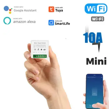 Tuya 16A Mini Wifi Smart Switch Light Поддерживает 2-полосный модуль автоматизации управления временем, приложение для Alexa Home
