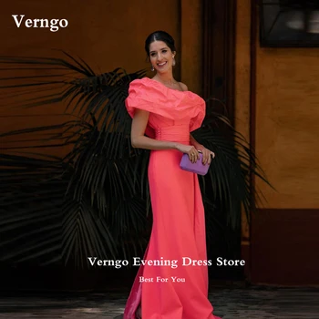 Verngo Элегантные вечерние платья Русалки из розовой тафты с разрезом на одно плечо, Арабское вечернее платье для выпускного вечера, вечерние платья для вечеринок