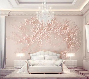 wellyu Пользовательские обои 3d фреска новый цветок розового золота роскошный элегантный 3d стерео обои фон стены papel de parede обои
