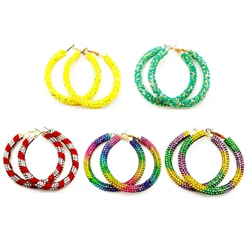 WGOUD, 6 пар/компл., Разноцветные хрустальные серьги-кольца для женщин, Хит продаж, Дешевые Серьги-кольца с цветными стразами и блестками