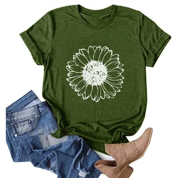 Women Casual Printing Short Sleeves O-neck Loose T-shirt Blouse Tops Camisas De Mujer Top Femme Рубашка Женская 2021
