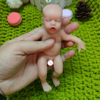 WW1575 6,29 дюйма 16 см 120 г 100% силиконовая кукла-реборн с закрытыми глазами, неокрашенная, Незаконченная, реалистичные детские игрушки, Рождественские куклы