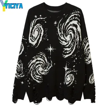 YICIYA готический Пуловер, свитер с вихревым узором, Harajuku, корейская мода, Женский вязаный новый наряд, y2k, Трикотаж, зимняя уличная одежда, трикотаж