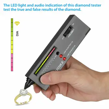 Алмазный тестер со светодиодной подсветкой, звуковыми индикаторами, инструмент для тестирования ювелирных камней на батарейках, Прецизионный электронный прибор