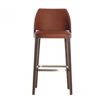 Американские барные стулья из массива дерева для барной мебели Современный минималистичный стул на стойке регистрации Скандинавский Дизайнерский легкий Роскошный высокий барный стул