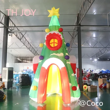 бесплатная доставка по воздуху до двери, гигантская рождественская надувная елка на открытом воздухе длиной 5 м 17 футов, надувное рождественское украшение для дома со светодиодной подсветкой