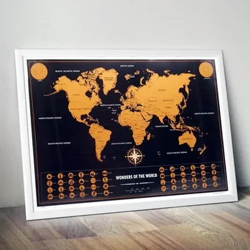 Большие скретч-карты мира - скретч-карты мира, идеальный путеводитель и плакат для украшения комнаты для любителей приключений формата а4