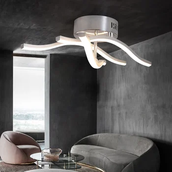 Волновой дизайн Простой и обтекаемый с художественным смыслом Современный светильник 2/3 светодиодный потолочный светильник Металлическая люстра в гостиной