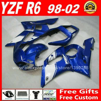 Высококачественный комплект обтекателей для YAMAHA YZF R6 98 99 00 01 02 синие детали ABS yzfr6 комплекты обтекателей 1998 1999 2000 2001 2002 V6S2