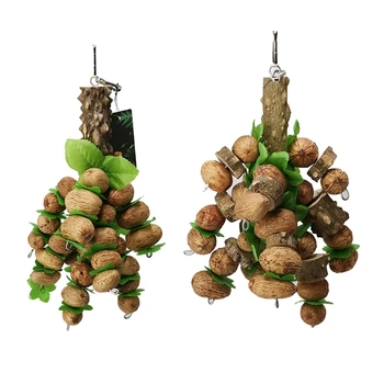 Деревянная жевательная игрушка Parrot 10,2 3,9 дюйма, блоки из натурального дерева, веревочки и палочки с металлическим крючком для подвешивания