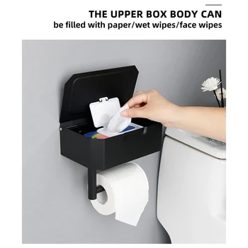 Держатель для туалетной бумаги без сверления С коробкой для влажных салфеток, держатель для туалетной бумаги с полкой