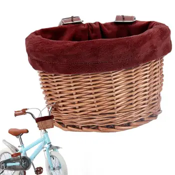 Детская велосипедная корзина, Плетеная корзина для велосипеда на переднем руле, Съемная корзина для передних украшений велосипедов, велосипедное снаряжение