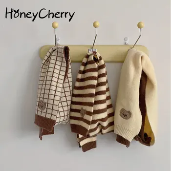 Детский шарф с рисунком HoneyCherry, зимний шарф для мальчиков и девочек, теплый шарф с милым мишкой, перчатки
