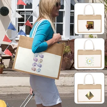 Джутовая сумка-тоут, льняные сумки через плечо, женские сумки для покупок, льняные сумки через плечо, продуктовые магазины серии 3D