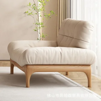Диван из массива дерева в скандинавском стиле, диван из облачной ткани, гостиная, простая небольшая квартира, бревенчатый диван в тихом стиле