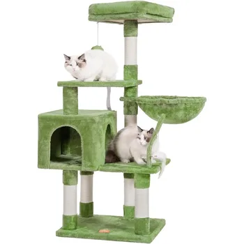 Елка для кошек Heybly с игрушкой, кондоминиум Cat Tower для домашних кошек, когтеточки из сизаля, зеленый HCT004GR