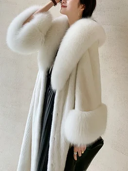Женская верхняя одежда из пушистого плюша 2023, пальто из искусственного меха, осенне-зимняя куртка, пальто для женщин, модные меховые пальто с длинным рукавом