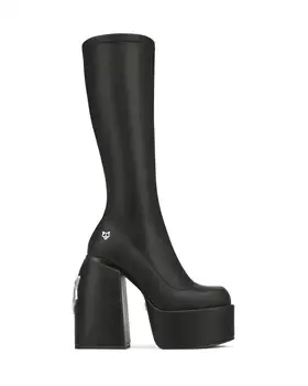 Женская обувь Naked Perfect Wolfe Spice Черные стрейчевые ботинки 130 мм Каблук 55 мм платформа Логотип бренда Vipol 9992309232102