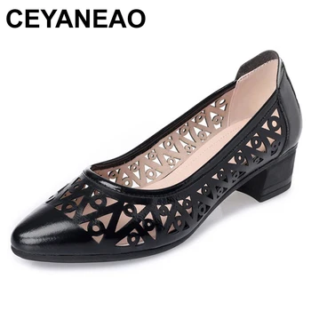 Женские босоножки CEYANEAOPlus, размер 41-43, летняя женская обувь из натуральной кожи, удобная повседневная дышащая обувь с дырками, женская обувь 892