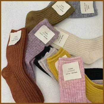 Женские носки Теплые шерстяные Зимние Толстые Снежные Повседневные кашемировые деловые носки Harajuku Дизайнерские носки