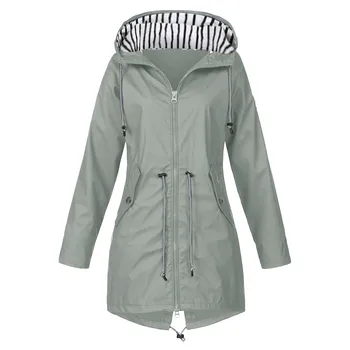 Женские пальто с капюшоном на молнии, водонепроницаемые дождевики с завязками, одежда для походов, верхняя одежда, плащи-накидки