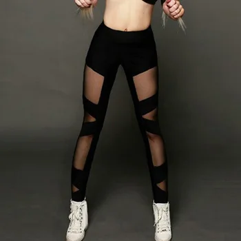Женские сетчатые брюки с высокой талией, женские быстросохнущие повседневные леггинсы большого размера, дышащие брюки пуш-ап для фитнеса Ropa Mujer