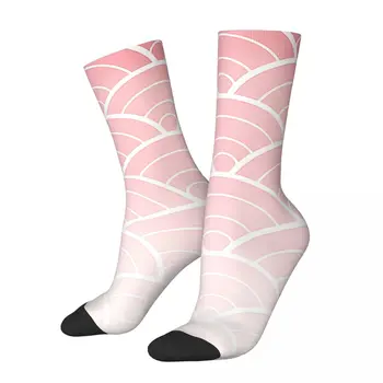 Забавные мужские носки розового цвета с японским волнистым рисунком, винтажные японские волнистые носки в стиле хип-хоп, новинка для экипажа, подарочные носки с рисунком